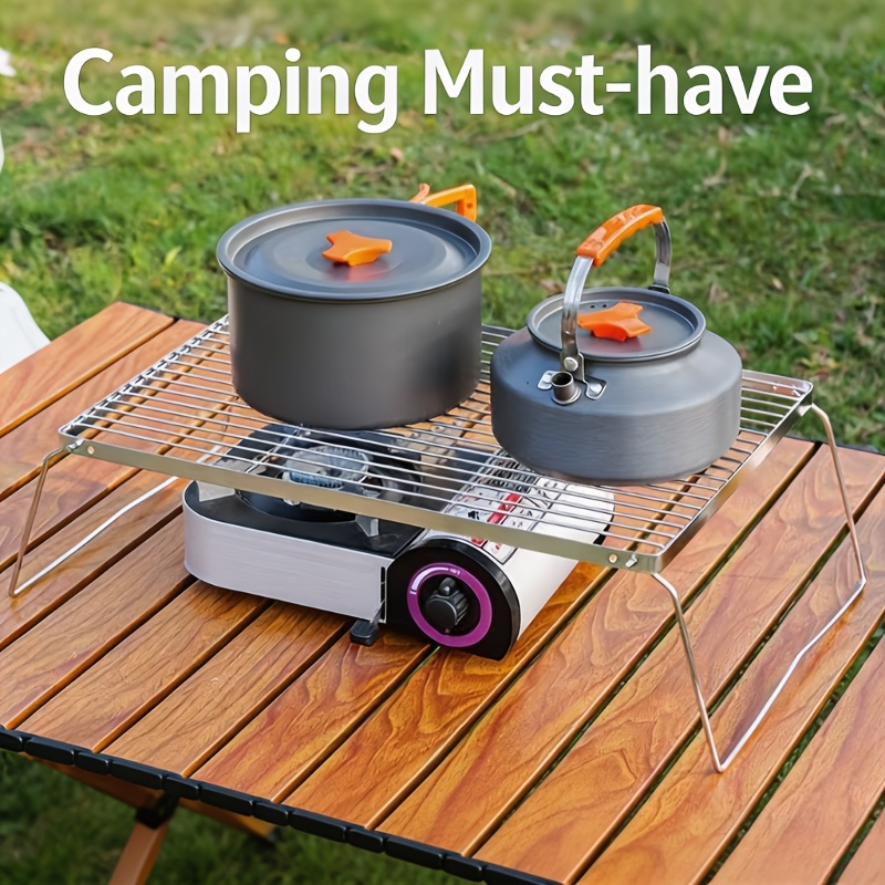Camping Cooking Set Lightweight - Portable Foldable Stainless Campfire Stand –