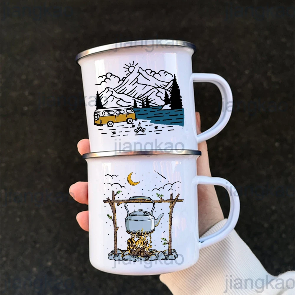 Camping Cooking Mug - Caravan Printed Camper Mugs Camping Enamel