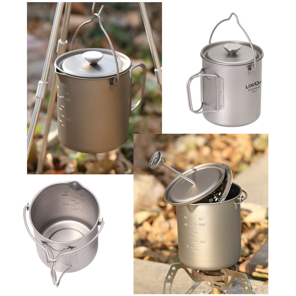 Camping Cooking Cup - Ti Coffee Cup Lixada 750ml Titanium