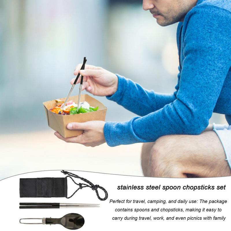 Camping Cooking Utensil Set - Foldable Spoon Chopsticks Travel Camping Eating
