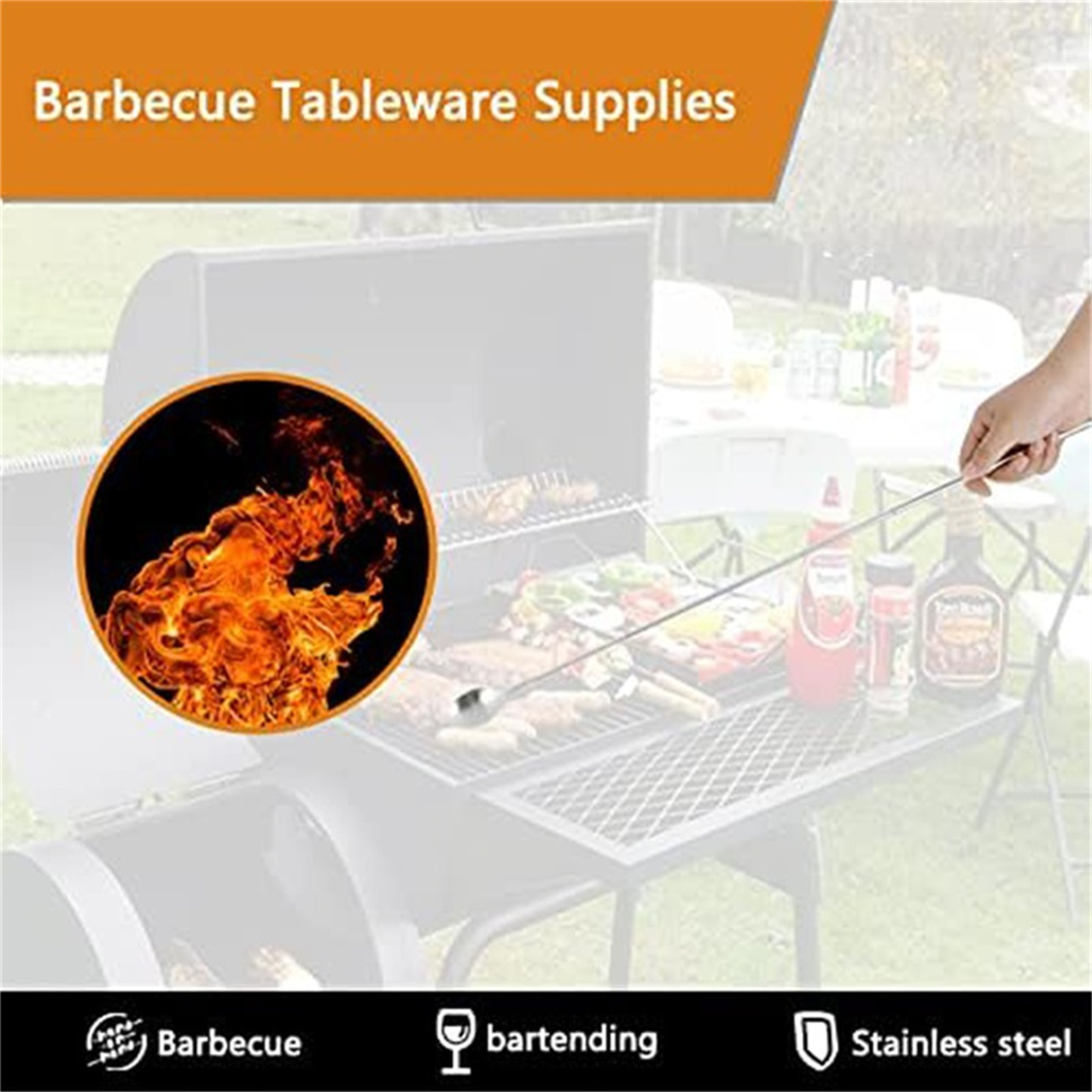 Camping Cooking Utensil Set - Telescopic BBQ Utensils Retractable Barbecue Fork