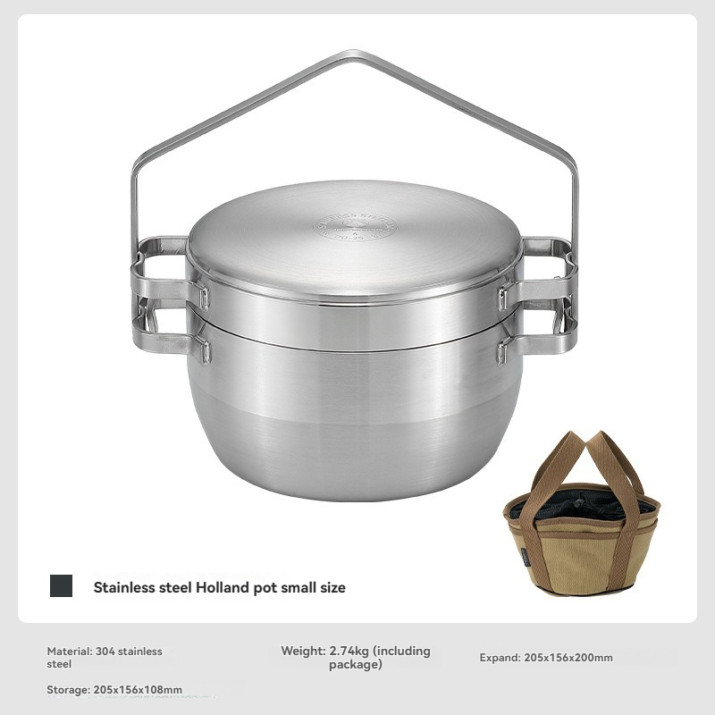 Camping Cooking Pot Stainless Steel - DO-25 thickened stainless steel outdoor hanging