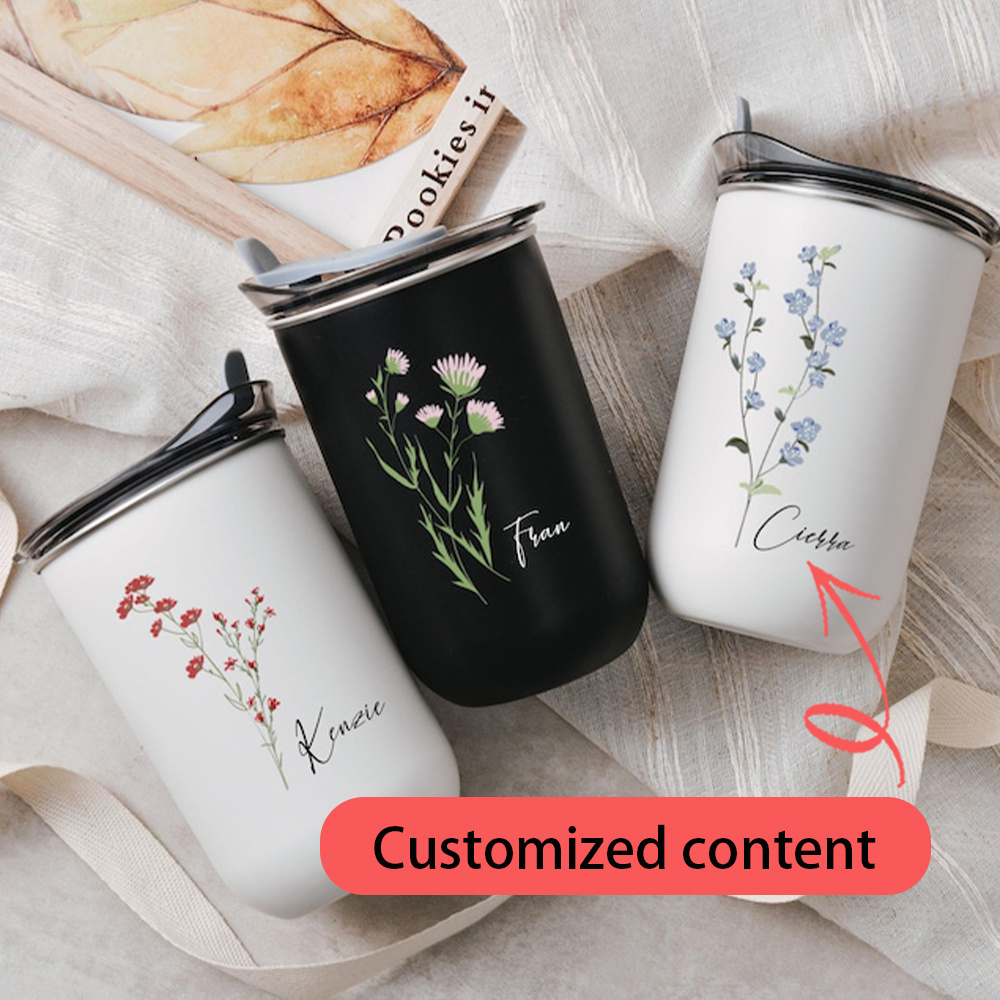 Camping Cooking Mug - Custom Name Red Wildflower Stainless Steel