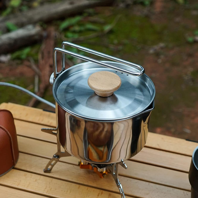 Camping Cooking Pot Stainless Steel - 1L 304 Stainless Steel Camp Kettle