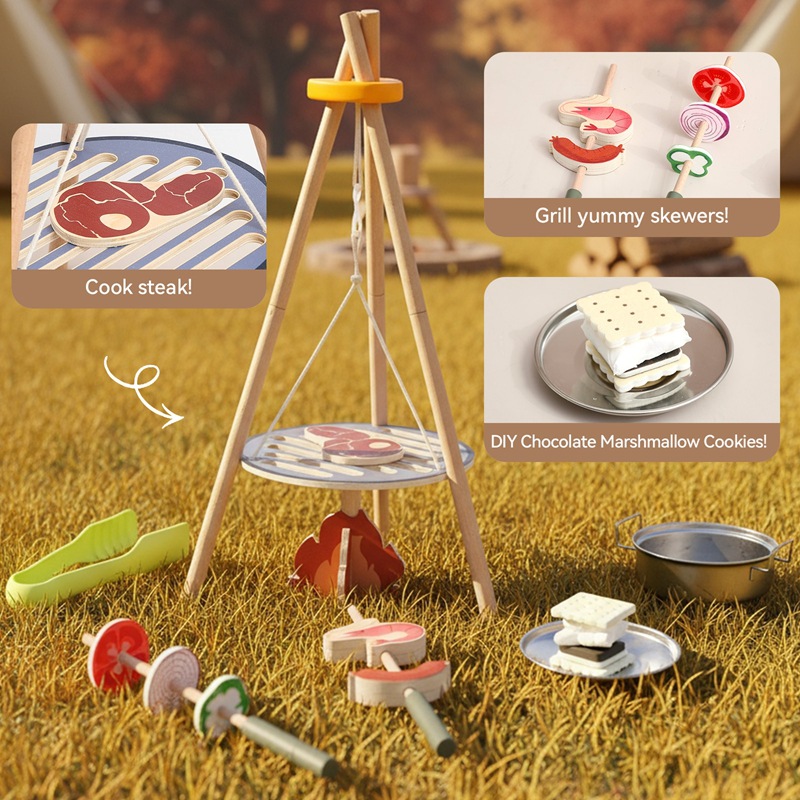 Wooden Kids Camping Barbecue T - Camping Cooking Gifts 评论和价格