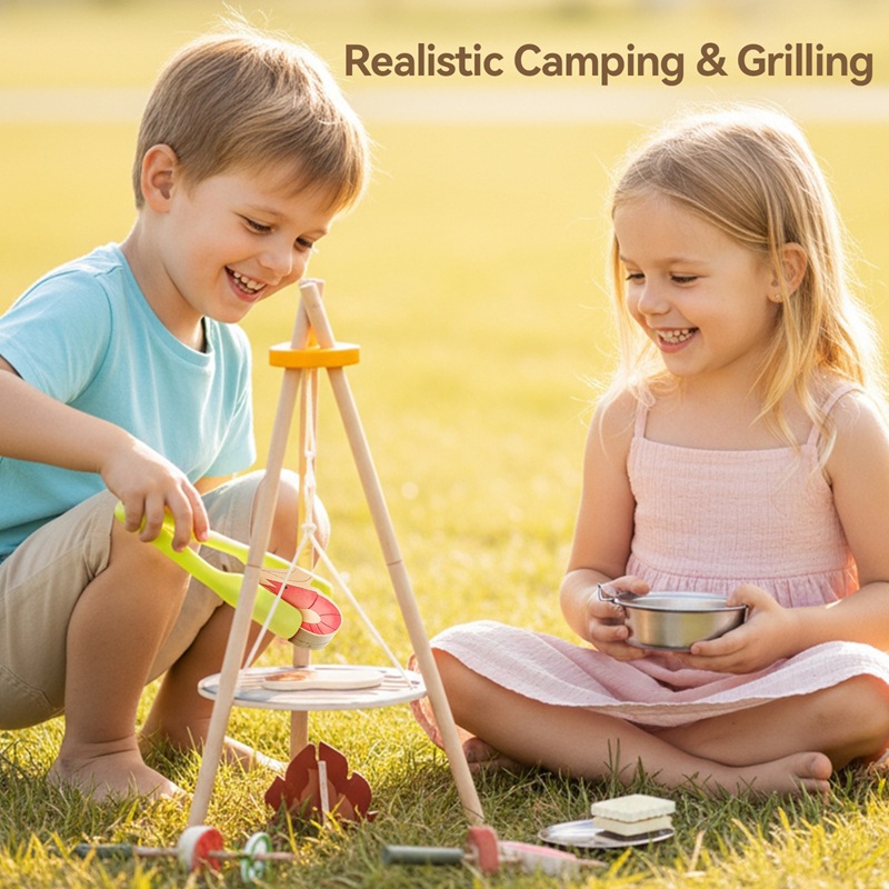 Wooden Kids Camping Barbecue T - Camping Cooking Gifts 评论和价格