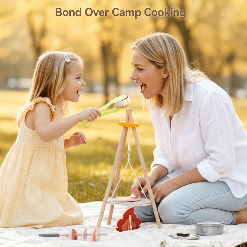 Wooden Kids Camping Barbecue T - Camping Cooking Gifts 评论和价格