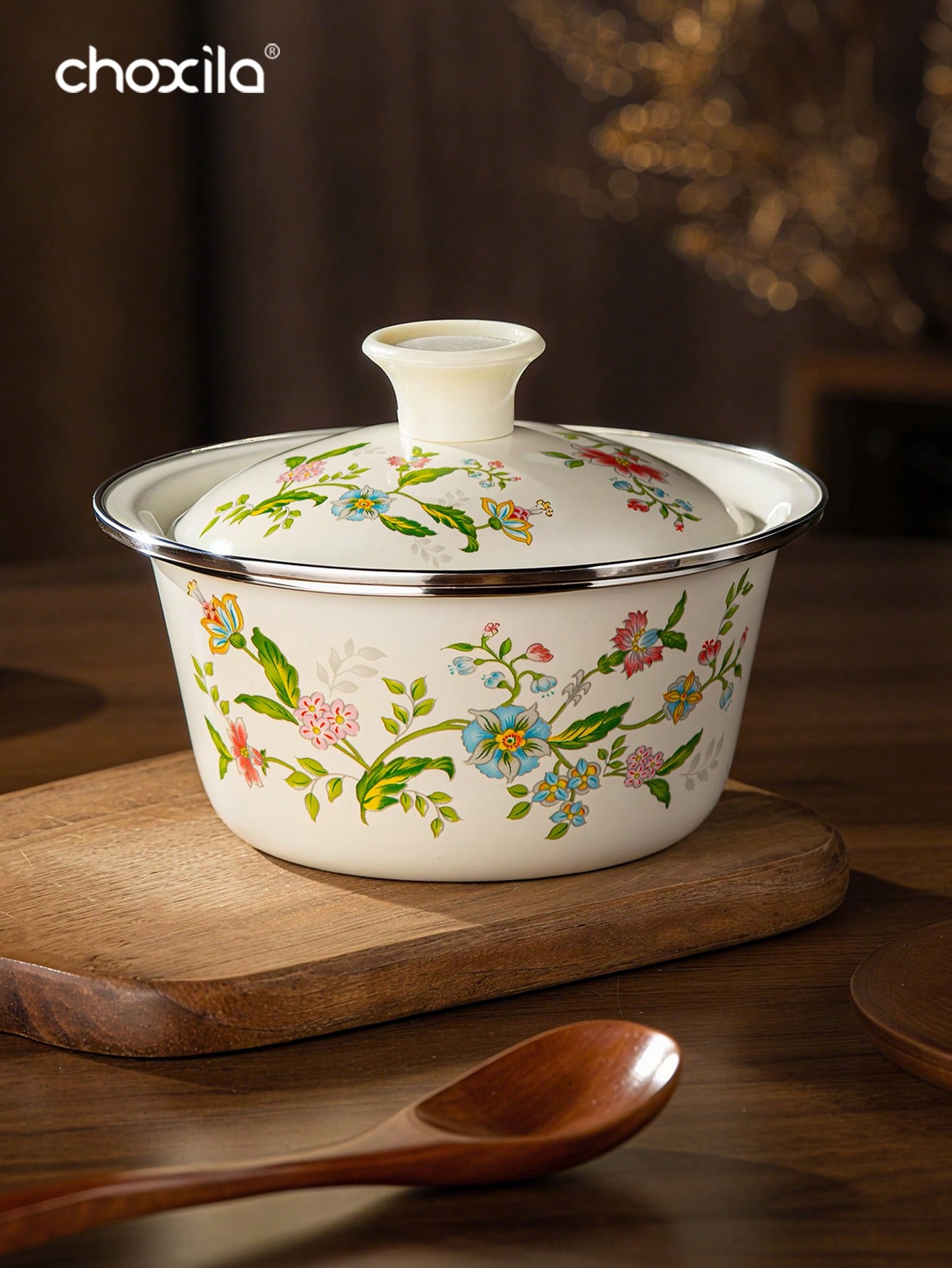 1pc Enamel-Patterned Rice Bowl - Camping Cooking Materials 评论和价格