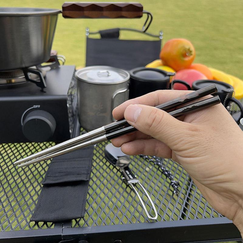Foldable Spoon Chopsticks Trav - Camping Cooking Utensil Set 评论和价格