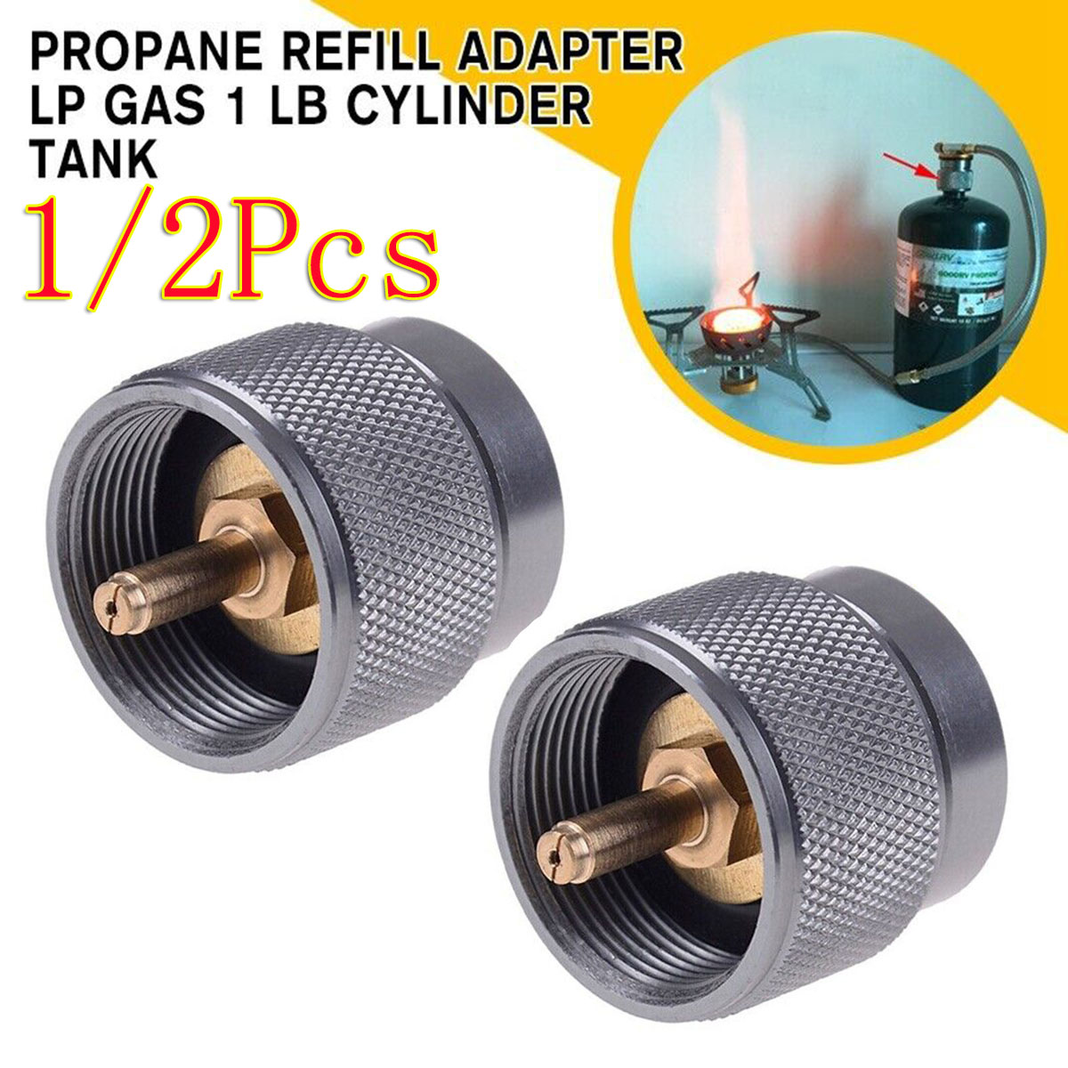 1/2Pc Gas Stove Refill Adapter - Camping Cooking Canister 评论和价格
