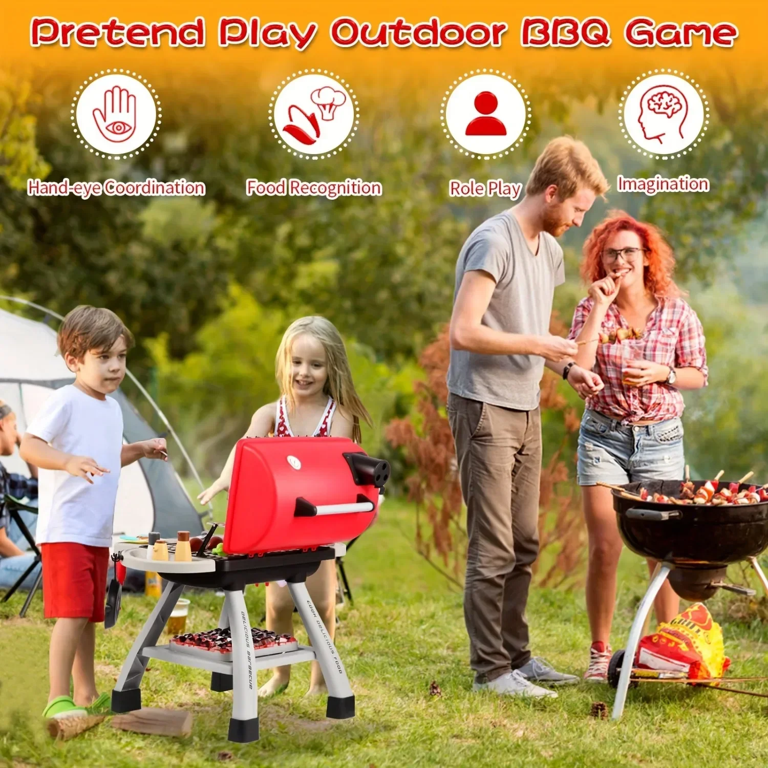 Barbecue Grill Toy Set Kids BB - Camping Cooking Gifts 评论和价格