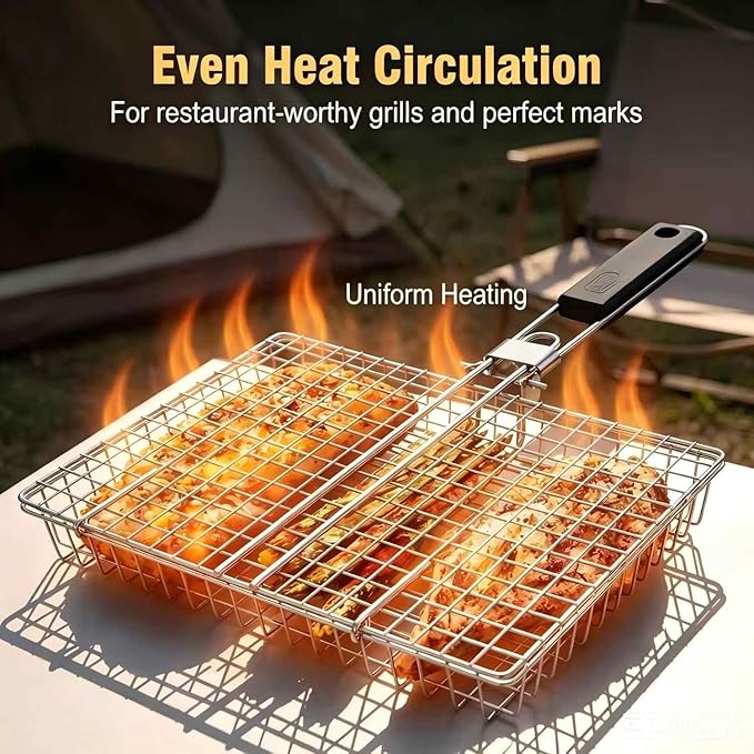 Grill Basket Large Portable Fo - Camping Cooking Gifts 评论和价格