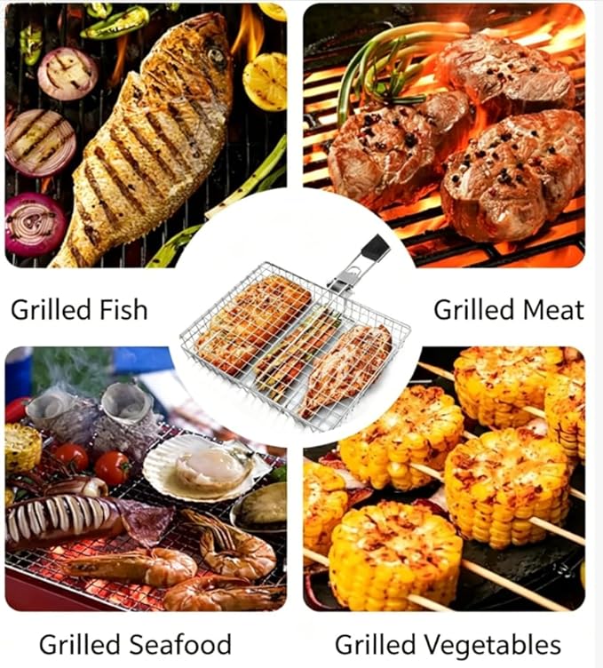 Grill Basket Large Portable Fo - Camping Cooking Gifts 评论和价格
