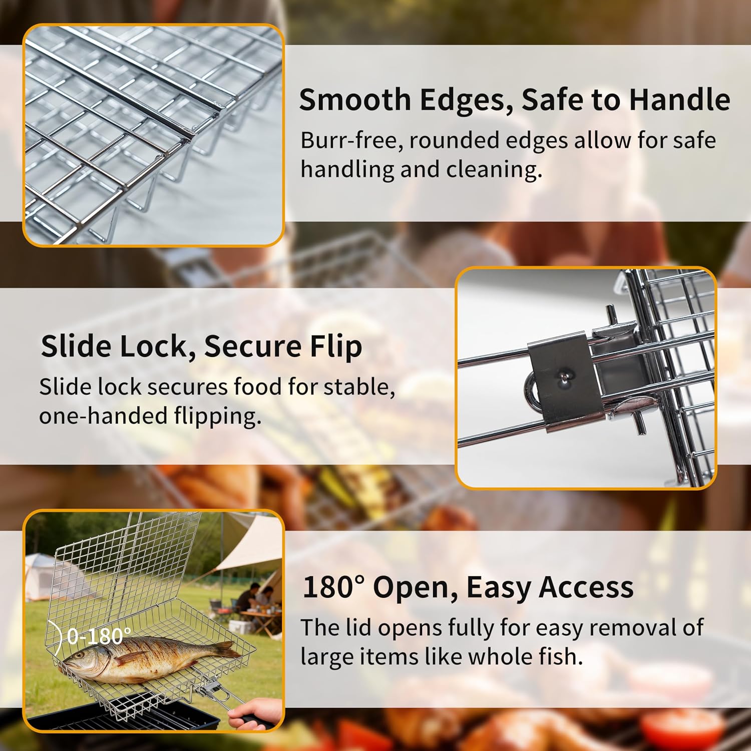 Grill Basket Large Portable Fo - Camping Cooking Gifts 评论和价格