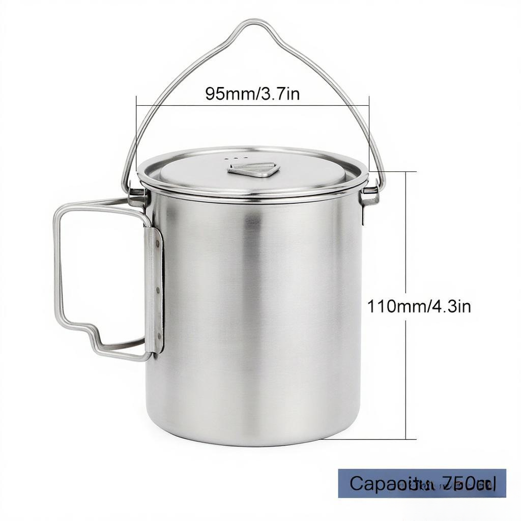 750ml Stainless Steel Pot Port - Camping Cooking Cup 评论和价格
