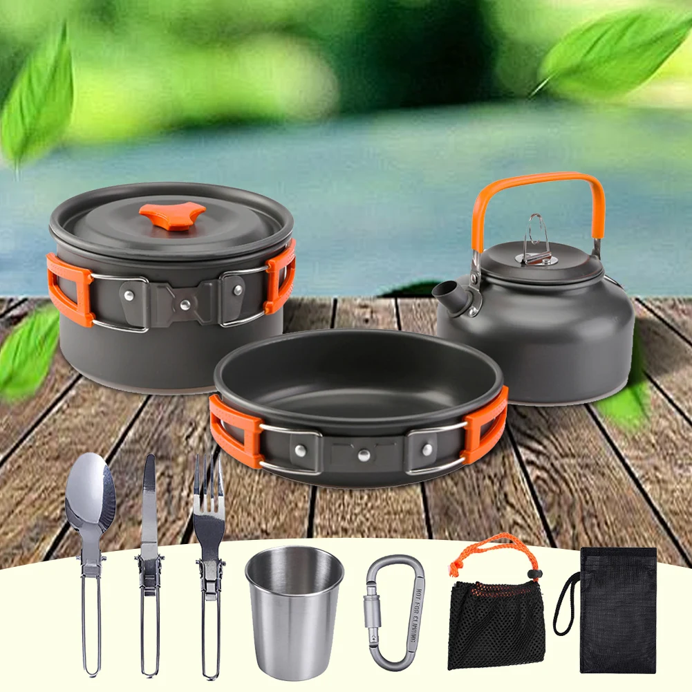 Camping Cookware Kit Kettle Po - Camping Cooking Utensil Set 评论和价格